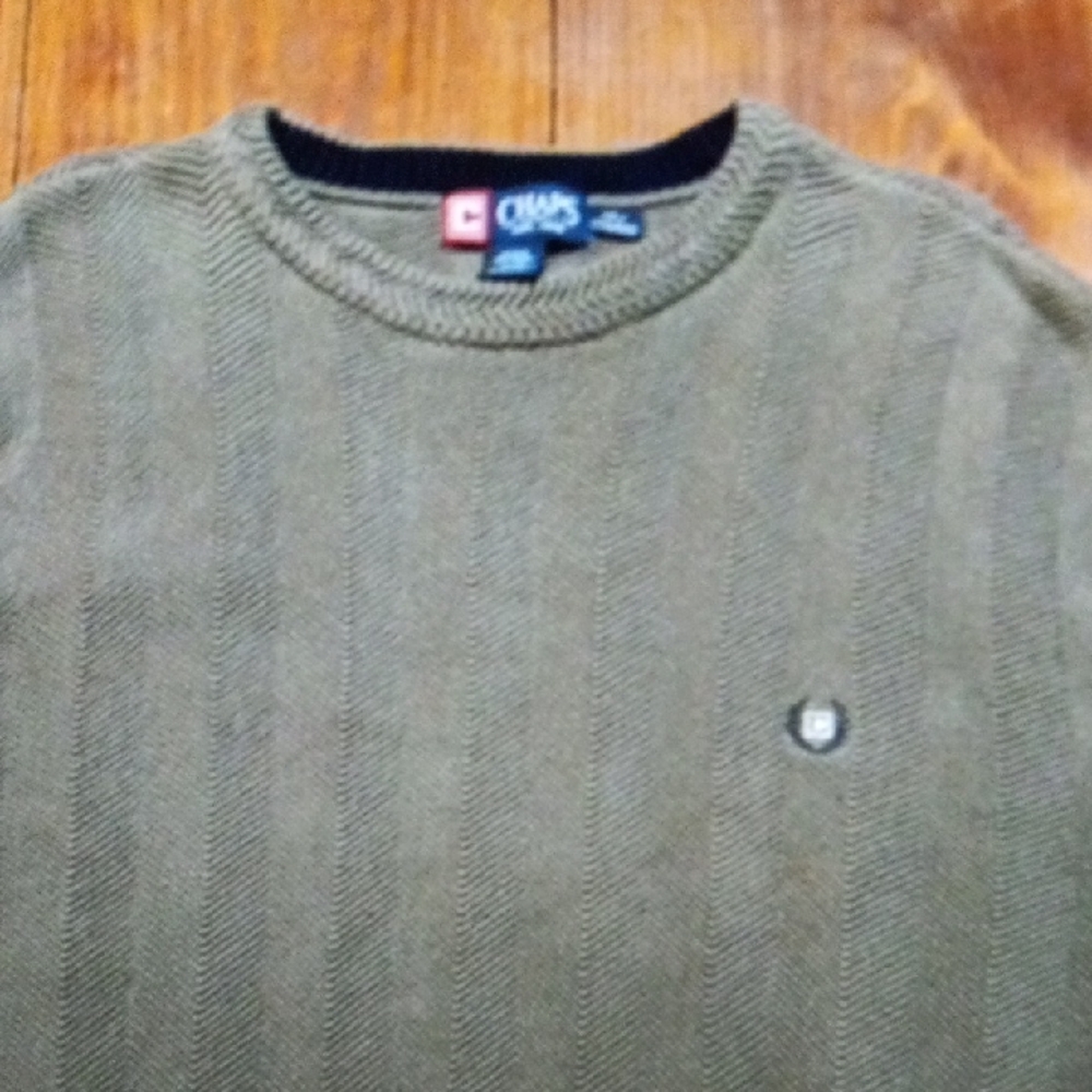 Chaps Men's Vintage 1990s Green Cotton Knit Crewneck Sweater XXL